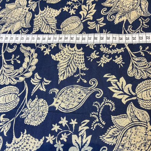Voile Premium Baumwolle Blumen Navy Blau