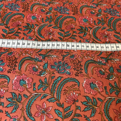 Voile Premium Baumwolle Blumen Korallenrot