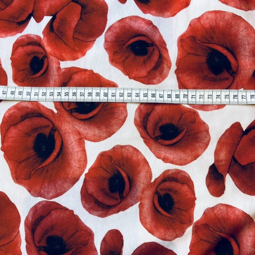 Baumwolljersey Rote Mohnblumen