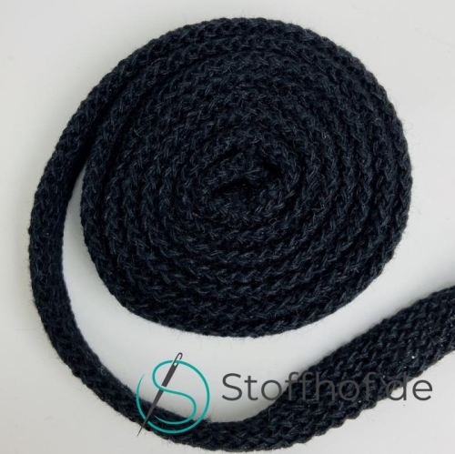 Baumwollkordel Flach 10mm Schwarz