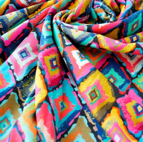 Baumwolljersey Bunte Mosaik Rauten