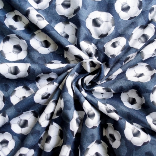 Preview: 6 Meter Reststück - Baumwolljersey 3D Fußbälle / Anthrazit