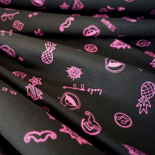 Sommersweat Pop Art Symbole Pink / Schwarz