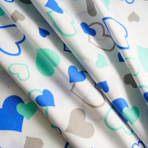 Baumwolle Herzen Blau Mint Grau