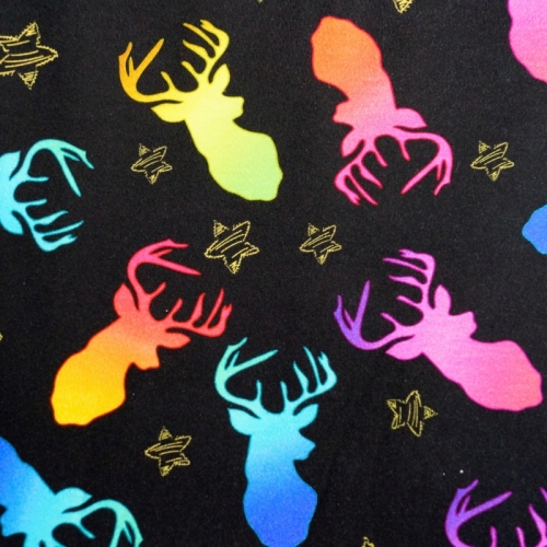 Baumwolljersey Weihnachten Neon Rentiere