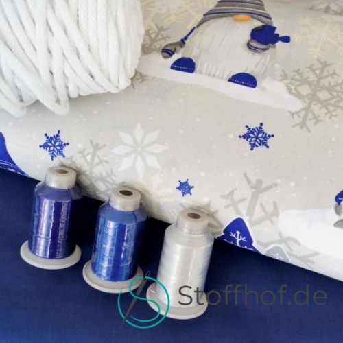 Baumwolle Weihnachtsgnome Saphirblau Weihnachten