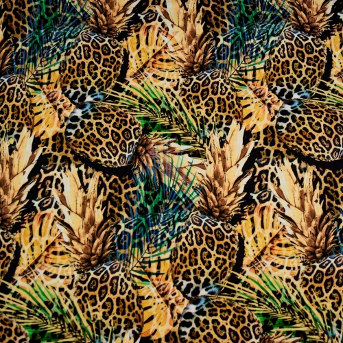 French Terry Sommersweat Leoparden-Ananas