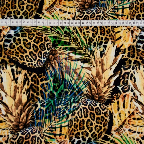 French Terry Sommersweat Leoparden-Ananas