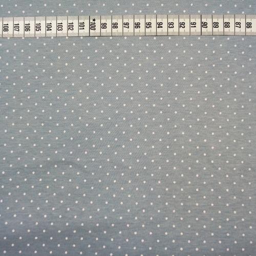 Preview: 4.5 Meter Baumwolljersey Kleine Punkte Weiß / Grau