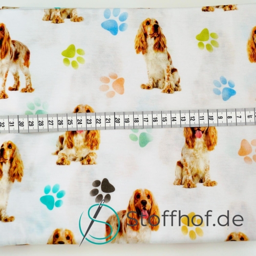 Baumwolljersey Cocker Spaniel Hund / Weiß