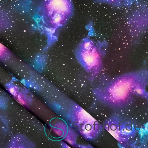Premium Baumwolle Digitaldruck Galaxy Blau Lila