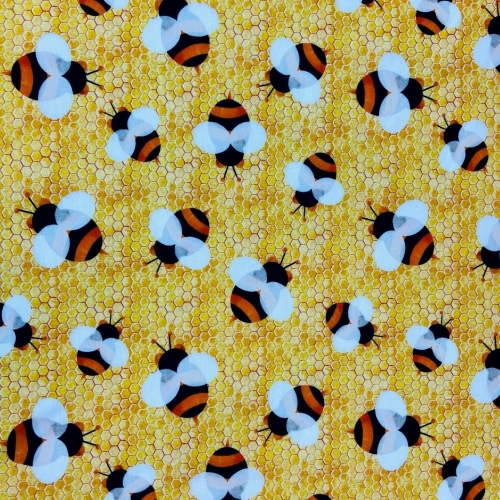 Baumwolljersey Fleißige Bienen / Honig Gelb