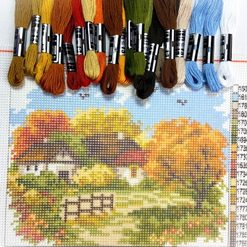 Kreuzstich-Set Herbstlandschaft 20x15cm