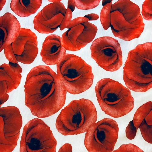 Baumwolljersey Rote Mohnblumen