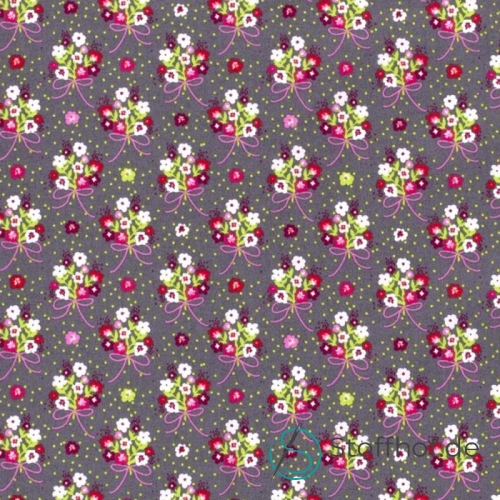 Premium Baumwolle Blumenstrauß Romantisch Grau
