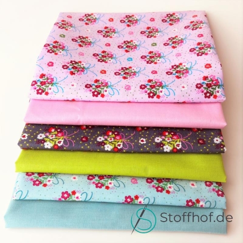 Stoffpaket Blumenstrauß Romantisch + Kombifarben