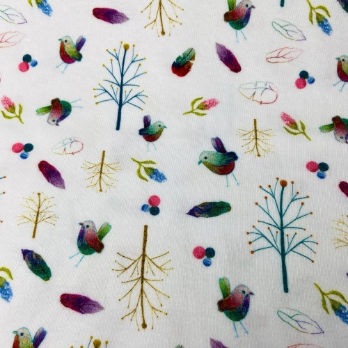 Interlock Jersey Bunte Vögel