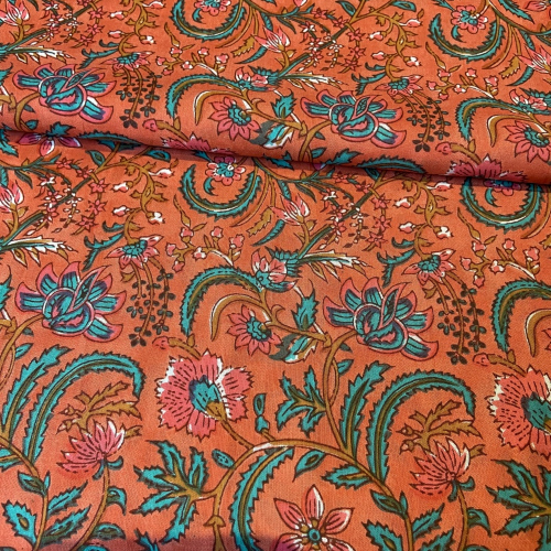 Voile Premium Baumwolle Blumen Korallenrot