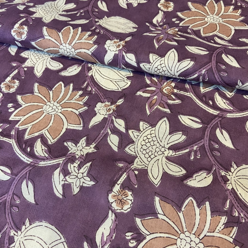 Voile Premium Baumwolle Blumen Mauve