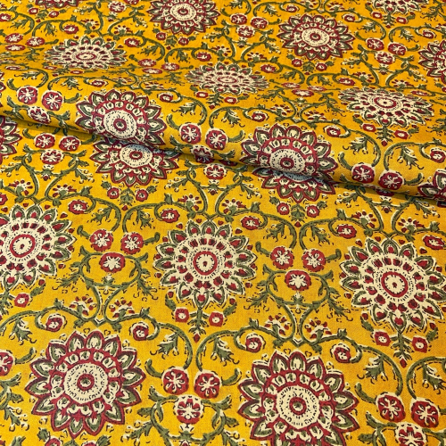 Voile Premium Baumwolle Blumen Ocker Gelb