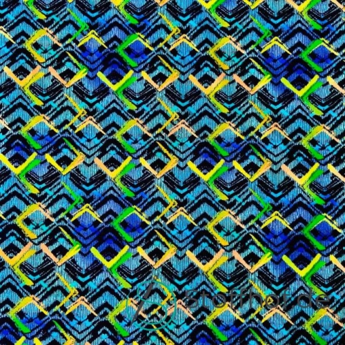 Baumwolljersey Zickzack Blau Grün