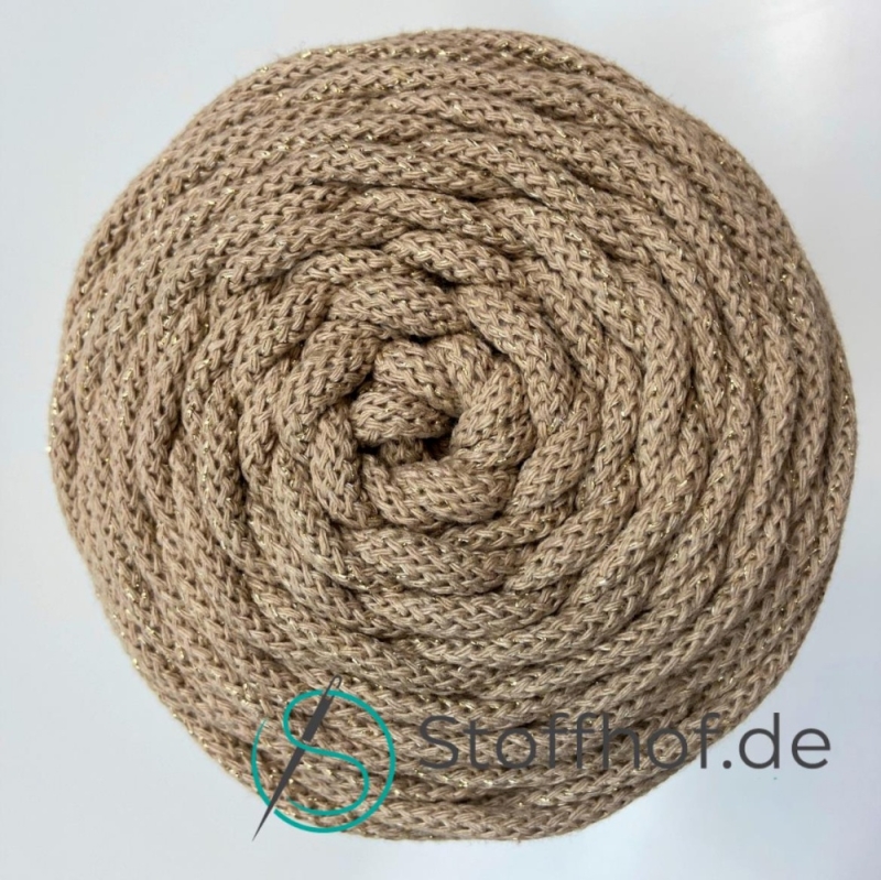 Baumwollkordel 5mm Golden-Beige mit Glitzerfaden
