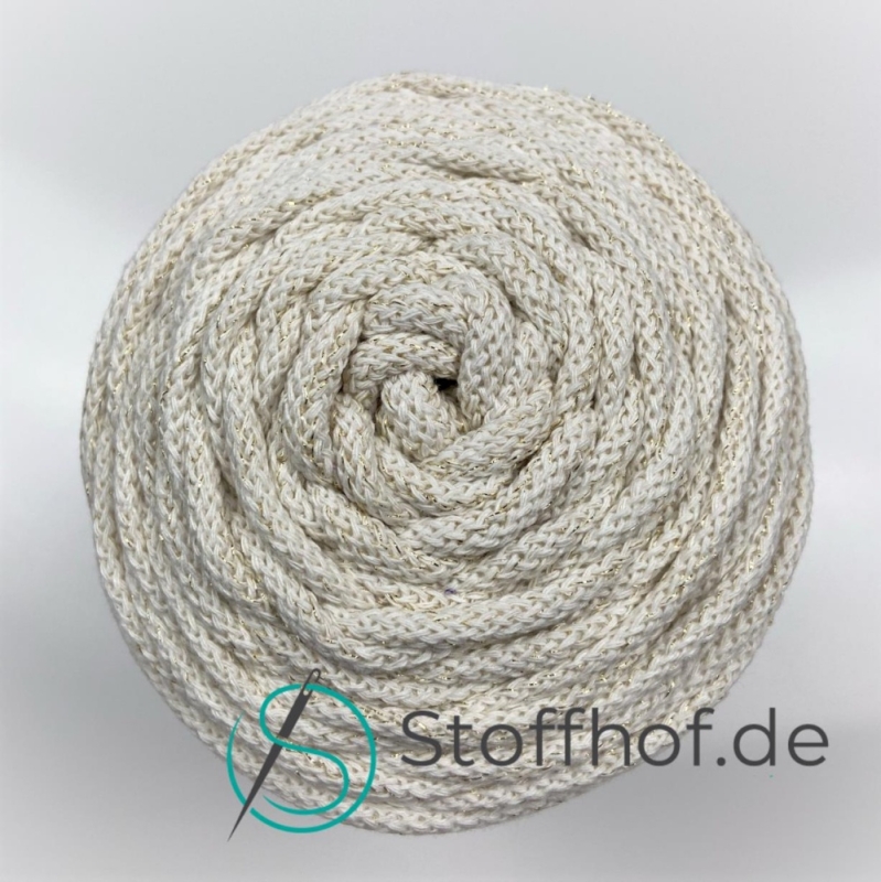 Baumwollkordel 5mm Gold-Natur mit Metallfaden