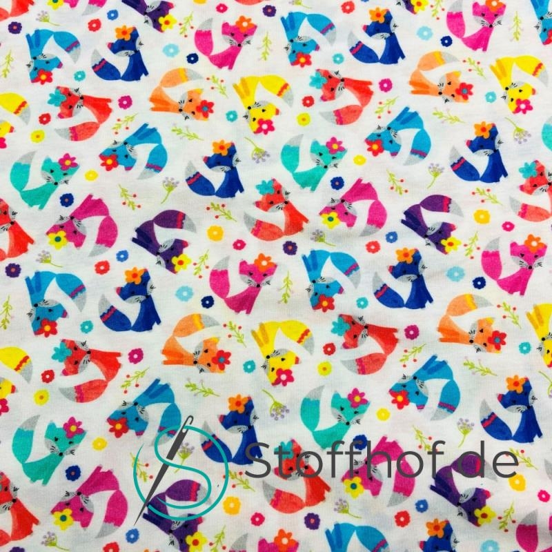 Baumwolljersey Bunte Füchse