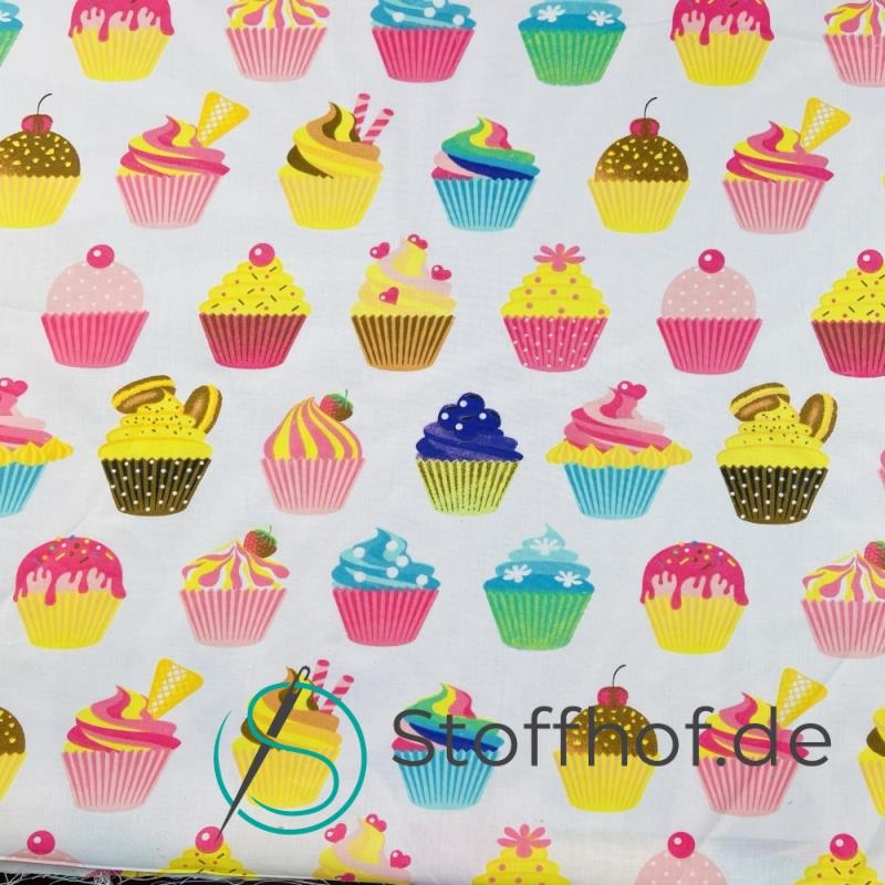 Baumwolle Cupcakes Bunt / Weiß