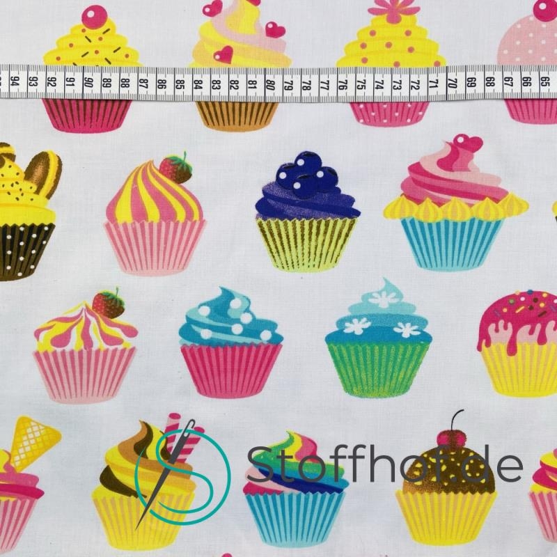 Baumwolle Cupcakes Bunt / Weiß