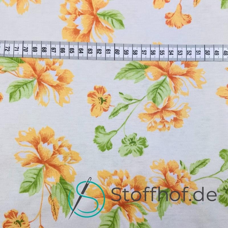Baumwolljersey Vintage Blumen / Ecrü