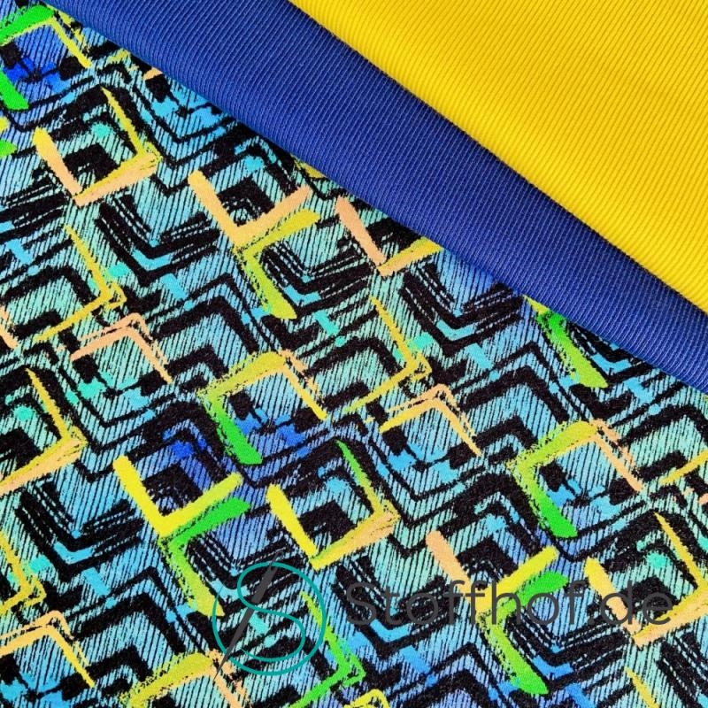 Baumwolljersey Zickzack Blau Grün