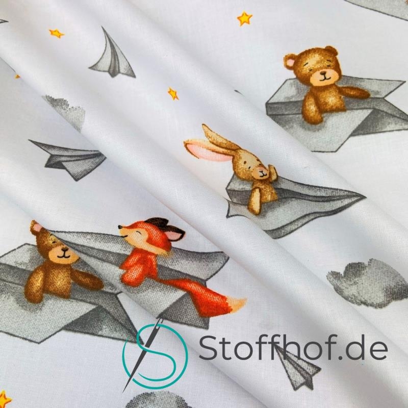 Baumwolle Papierflugzeuge mit Tieren