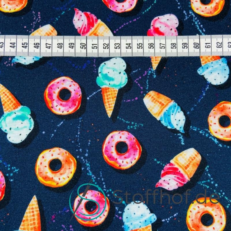 Baumwolljersey Donuts und Eis / Navy
