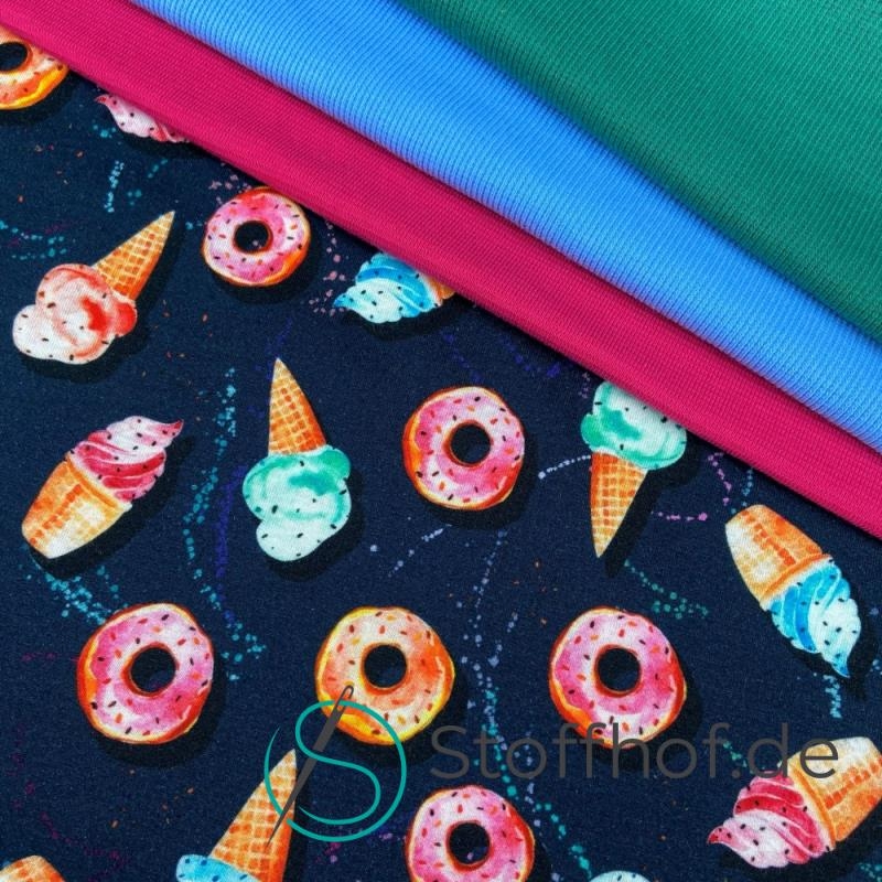 Baumwolljersey Donuts und Eis / Navy