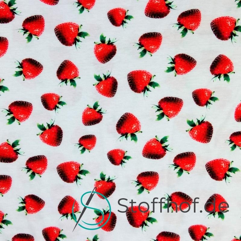 Baumwolljersey realistische süße Erdbeeren