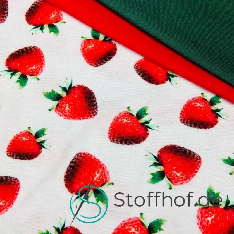 Baumwolljersey realistische süße Erdbeeren