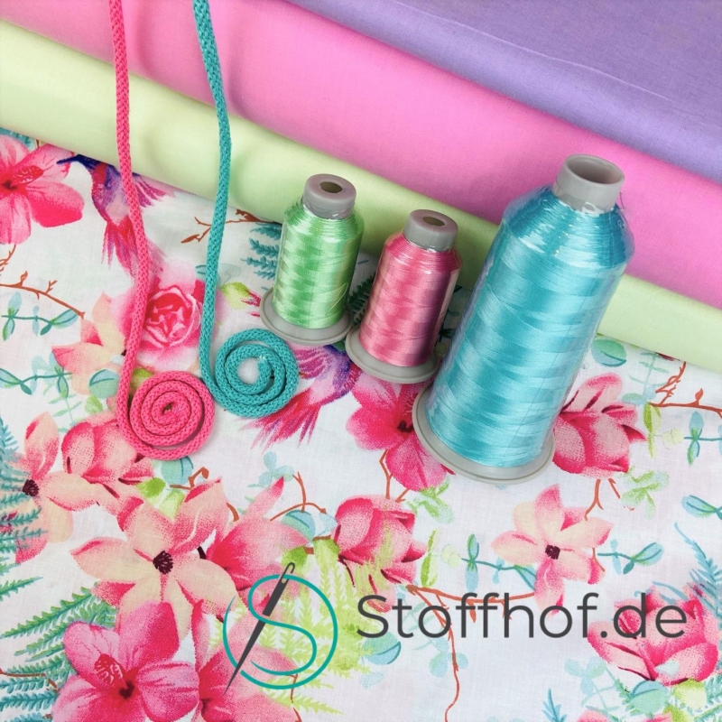 Baumwolle Kolibri und Blumen