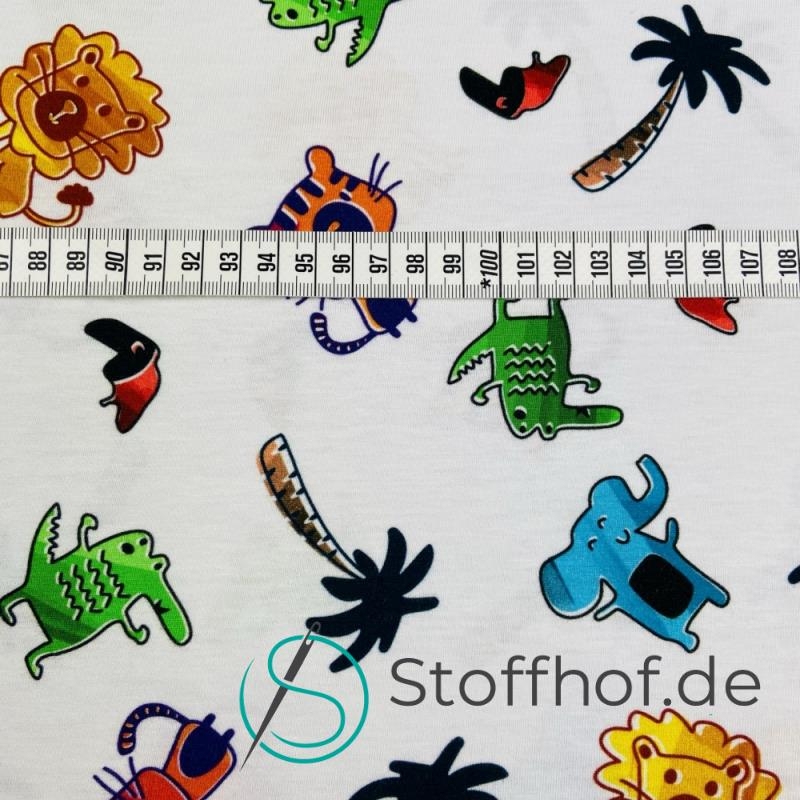 Reststück 5m - Baumwolljersey Bunte Wildtiere