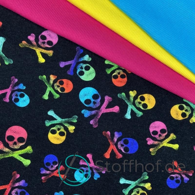 Baumwolljersey Bunte Totenköpfe
