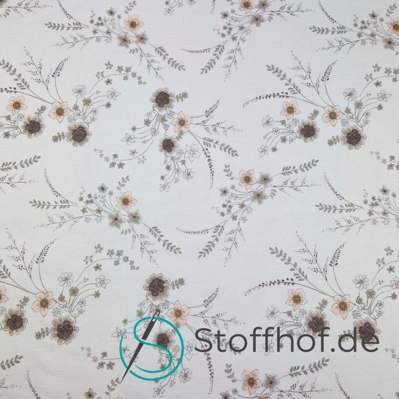French Terry Wintersweat Boho Blumen / Ecrü