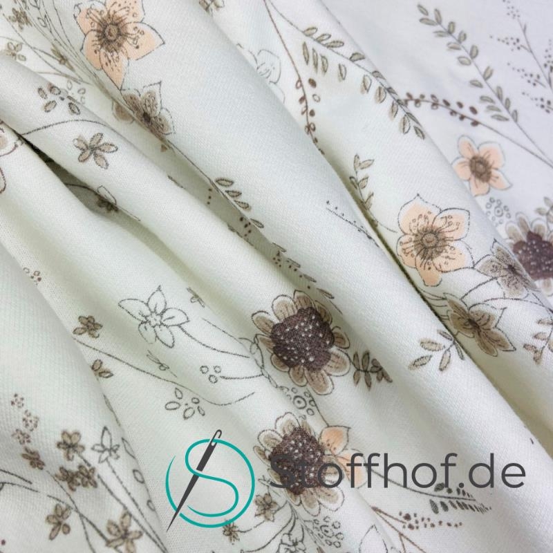 French Terry Wintersweat Boho Blumen / Ecrü