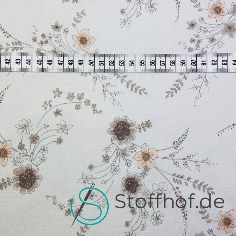 French Terry Wintersweat Boho Blumen / Ecrü