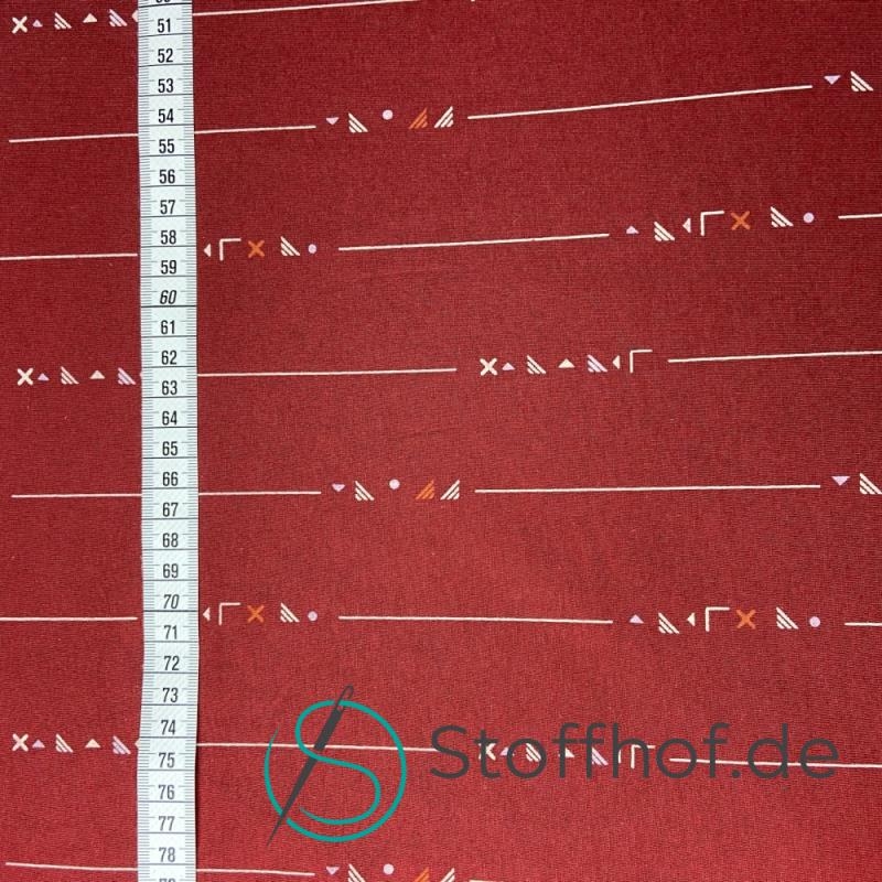 Baumwolljersey Ethno Striche / Rot
