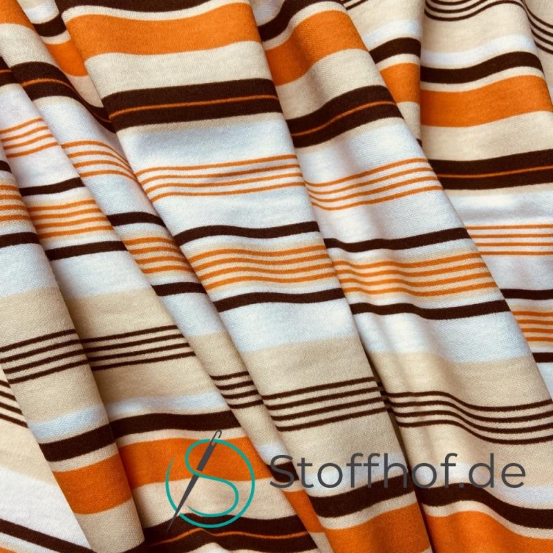 Interlock Jersey Gestreift Orange Braun