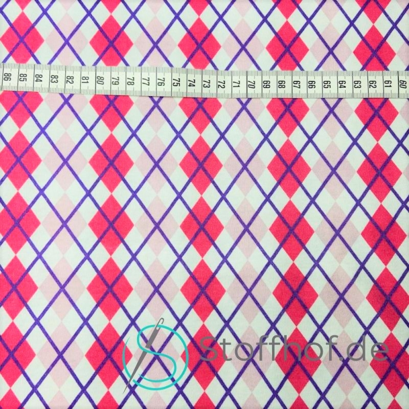 Interlock Jersey Argyle Rautenmuster Pink