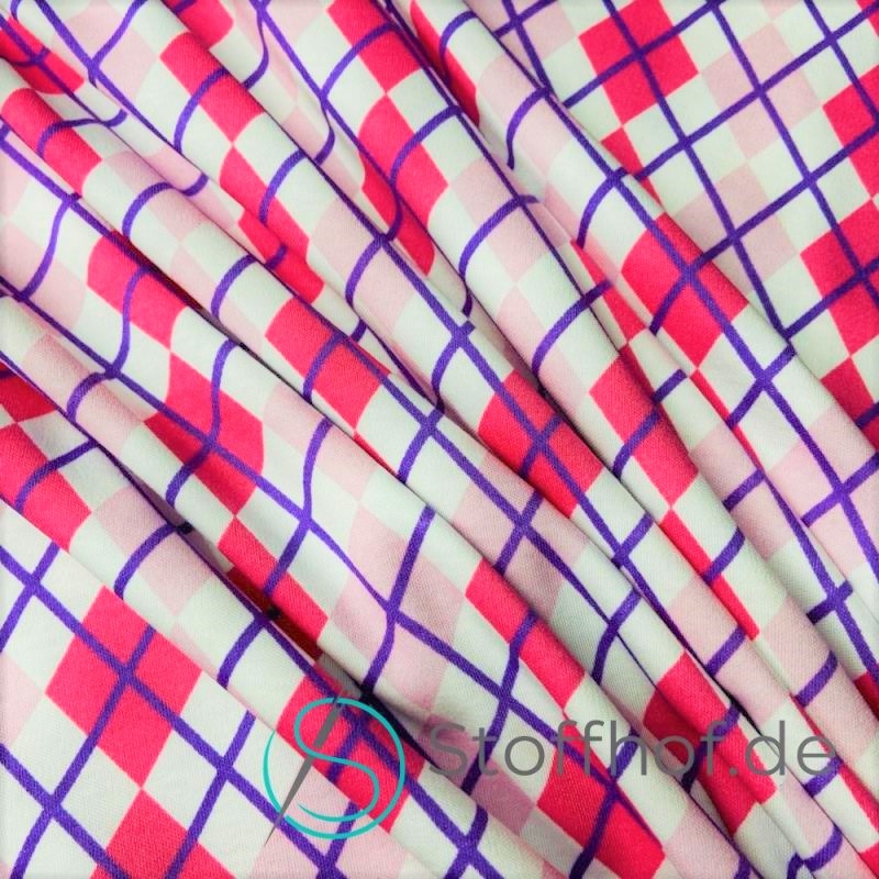 Interlock Jersey Argyle Rautenmuster Pink