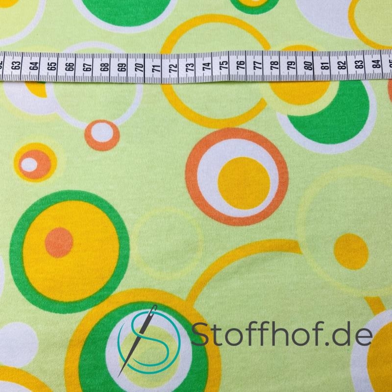 Interlock Jersey Retro Kreise / Apfelgrün
