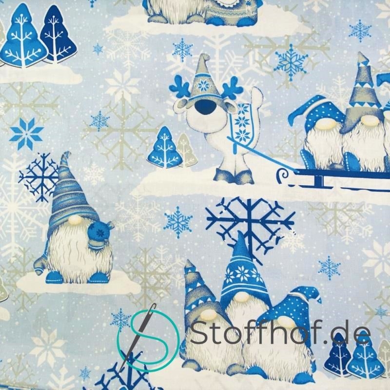 Baumwolle Weihnachtsgnome Blau Weihnachten