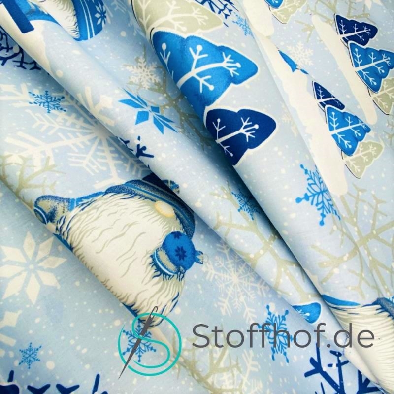 Baumwolle Weihnachtsgnome Blau Weihnachten